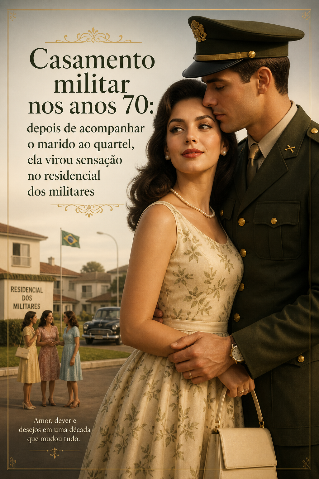 Casamento militar nos anos 70: depois de acompanhar o marido ao quartel, ela virou sensação no residencial dos militares